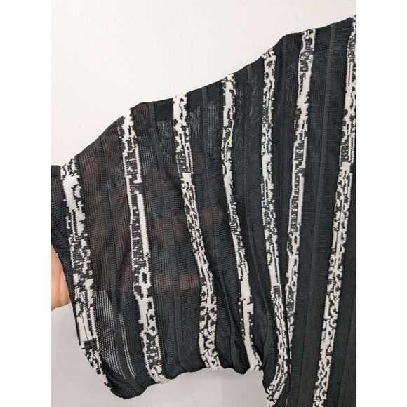 Vintage Chicos Sheer Kimono Women Size S Striped Open Front Mesh Coastal Capsule - Picture 9 of 10